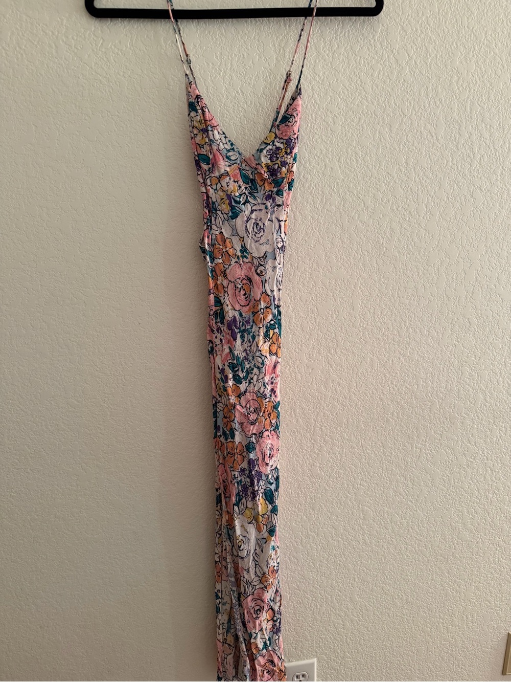 Skylar + Madison Floral Midi Slip Dress in Pink, Teal, Yellow